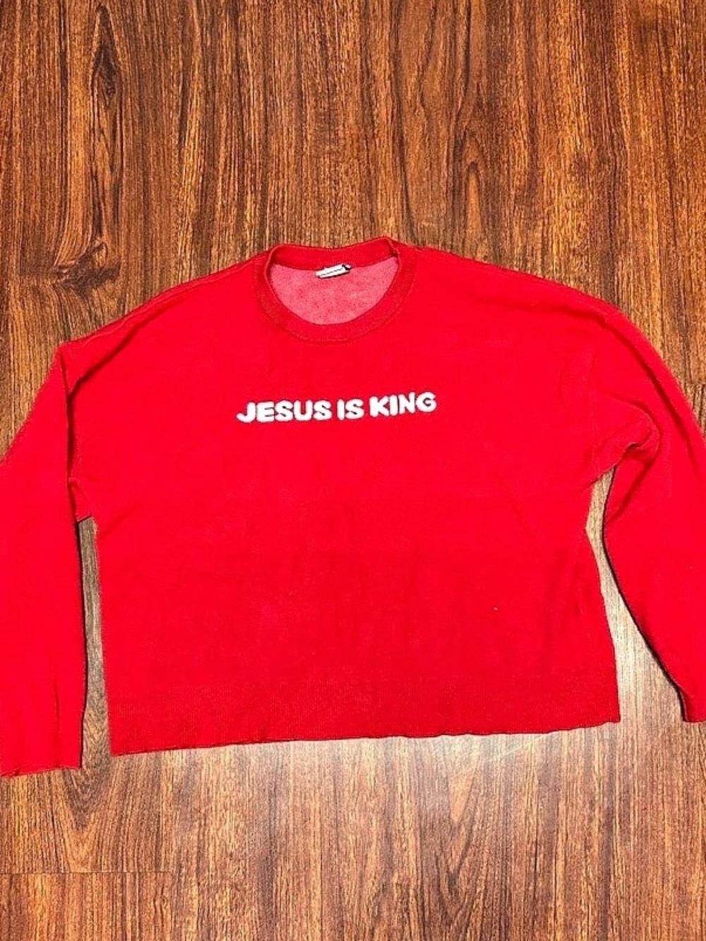 Nikka K Jesus Is King Red Knit Sweater Crewneck Size XL
